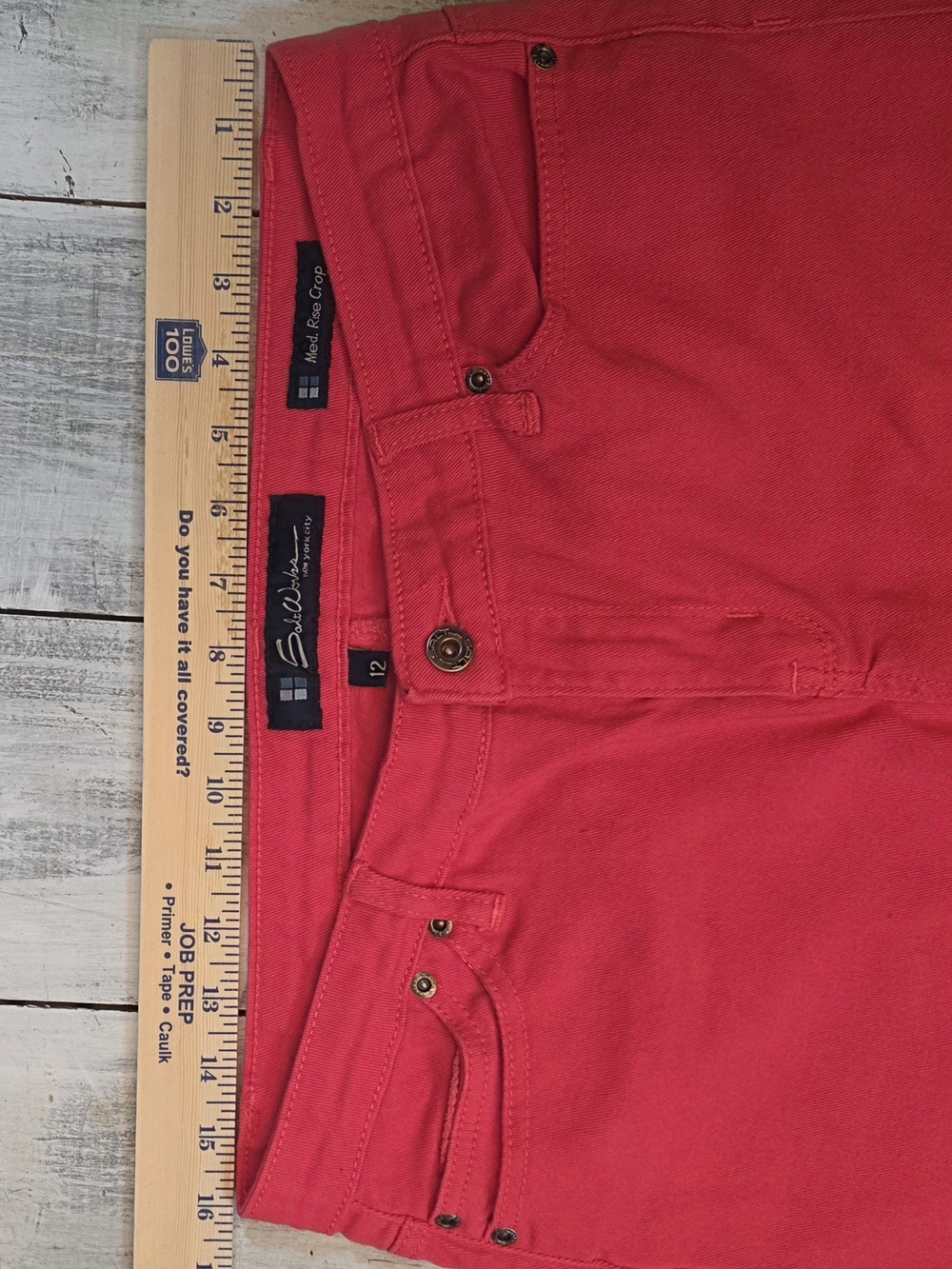 Salt Works Women's Cropped Medium Risw Jeans in Light Red sz 12 - Picture 5 of 6